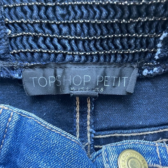 Topshop Petite Denim Pleated Mini Skirt - Picture 7 of 7